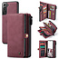 CaseMe - Samsung Galaxy S21 FE Hoesje - Back Cover en Wallet Book Case - Multifunctioneel - Rood