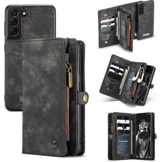 CaseMe CaseMe - Case for Samsung Galaxy S21 FE - Wallet Case with Card Holder, Magnetic Detachable Cover - Black
