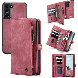 CaseMe CaseMe - Case for Samsung Galaxy S21 FE - Wallet Case with Card Holder, Magnetic Detachable Cover - Red