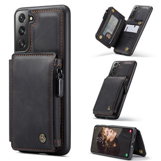 CaseMe CaseMe - Samsung Galaxy S21 FE Hoesje - Back Cover - met RFID Pasjeshouder - Zwart