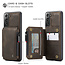 CaseMe - Samsung Galaxy S21 FE Case - Back Cover - with RFID Cardholder - Dark Brown