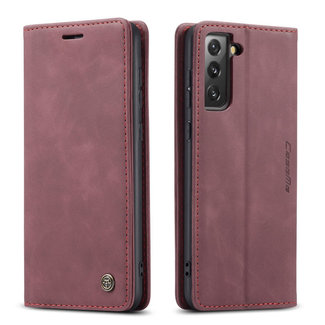 CaseMe CaseMe - Samsung Galaxy S21 FE Hoesje - Wallet Book Case - Magneetsluiting - Donker Rood