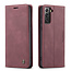 CaseMe - Case for Samsung Galaxy S21 FE - PU Leather Wallet Case Card Slot Kickstand Magnetic Closure - Dark Red