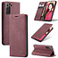 CaseMe - Case for Samsung Galaxy S21 FE - PU Leather Wallet Case Card Slot Kickstand Magnetic Closure - Dark Red