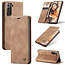 CaseMe - Case for Samsung Galaxy S21 FE - PU Leather Wallet Case Card Slot Kickstand Magnetic Closure - Light Brown