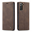 CaseMe - Case for Samsung Galaxy S21 FE - PU Leather Wallet Case Card Slot Kickstand Magnetic Closure - Dark Brown