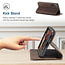 CaseMe - Case for Samsung Galaxy S21 FE - PU Leather Wallet Case Card Slot Kickstand Magnetic Closure - Dark Brown