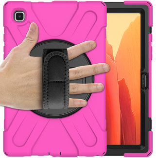 Cover2day Case2go - Samsung Galaxy Tab A7 (2020) Case - Shock-Proof Hand Strap Armor Case - Magenta