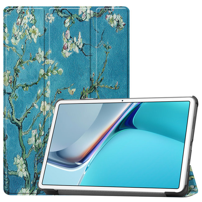 Cover2day - Hoes voor de Huawei MatePad 11 Inch (2021) - Tri-Fold Book Case - Witte Bloesem