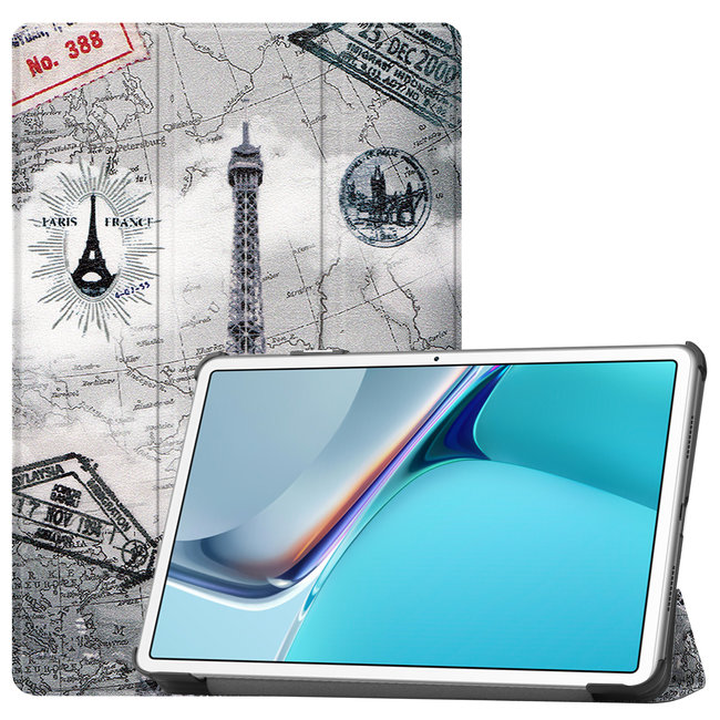 Cover2day - Case for Huawei MatePad 11 - Slim Tri-Fold Book Case - Lightweight Smart Cover - Eiffel Tower