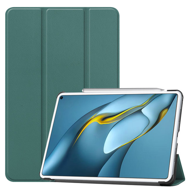 Cover2day - Hoes voor de Huawei MatePad Pro 10.8 (2021) - Tri-Fold Book Case - Donker Groen