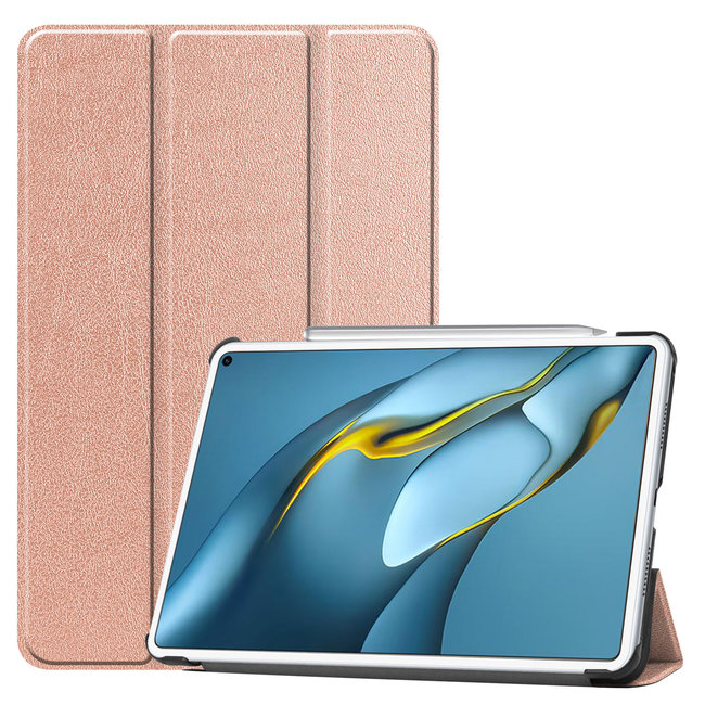 Cover2day - Case for Huawei MatePad Pro 10.8 (2021) - Slim Tri-Fold Book Case - Lightweight Smart Cover - Rosé-Gold