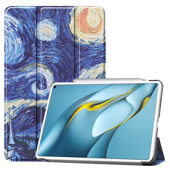 Cover2day - Case for Huawei MatePad Pro 10.8 (2021) - Slim Tri-Fold Book Case - Lightweight Smart Cover - Starry Sky