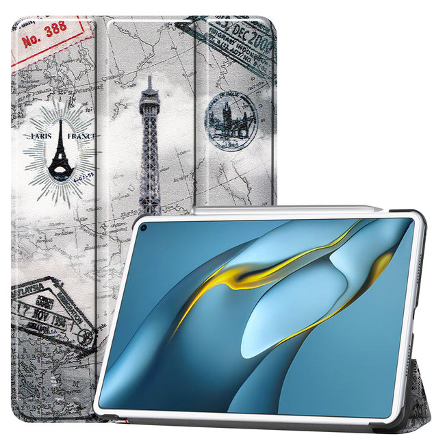 Cover2day - Case for Huawei MatePad Pro 10.8 (2021) - Slim Tri-Fold Book Case - Lightweight Smart Cover - Eiffel Tower