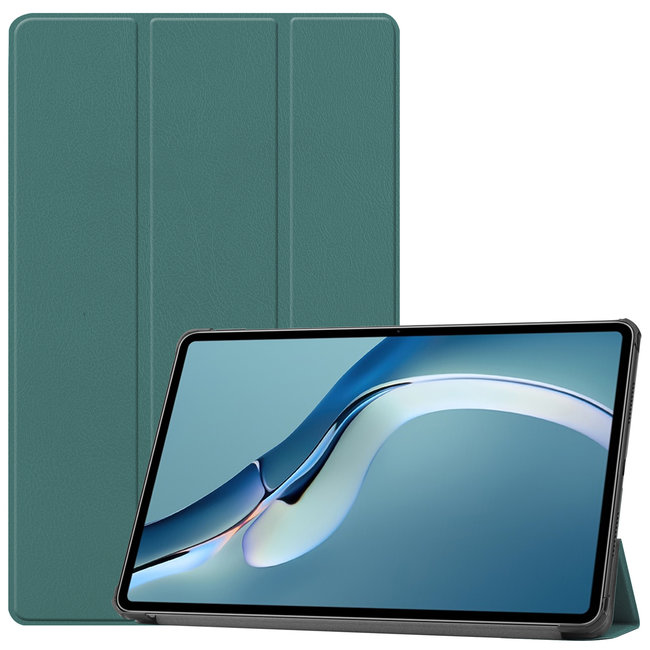 Cover2day - Case for Huawei MatePad Pro 12.6 (2021) - Slim Tri-Fold Book Case - Lightweight Smart Cover - Dark Green
