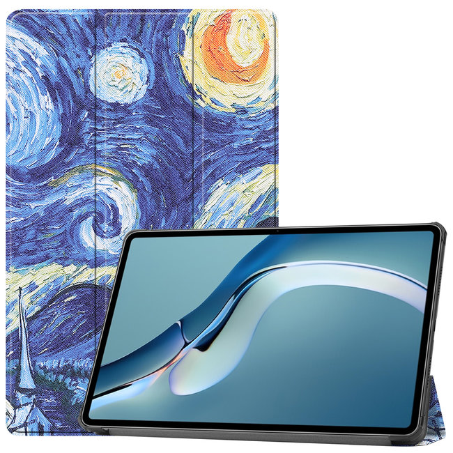 Cover2day - Case for Huawei MatePad Pro 12.6 (2021) - Slim Tri-Fold Book Case - Lightweight Smart Cover - Starry Sky