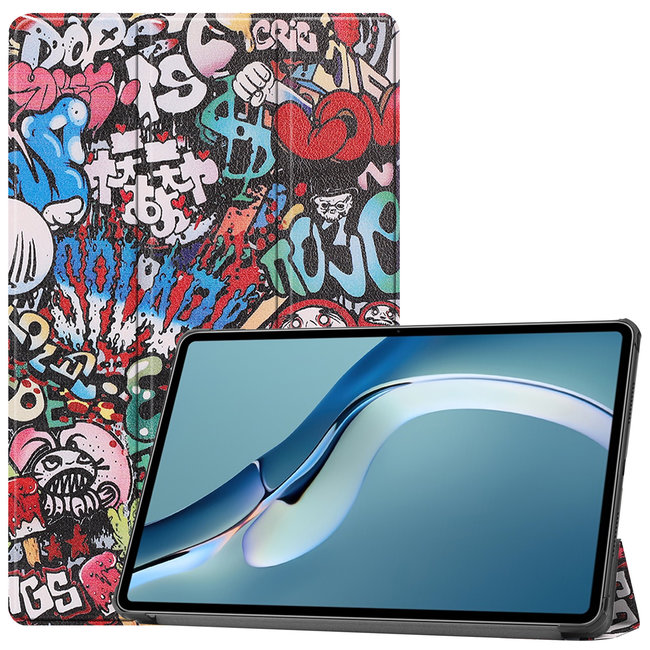 Cover2day - Case for Huawei MatePad Pro 12.6 (2021) - Slim Tri-Fold Book Case - Lightweight Smart Cover - Graffiti