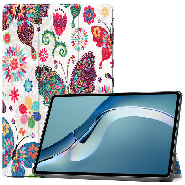 Cover2day - Case for Huawei MatePad Pro 12.6 (2021) - Slim Tri-Fold Book Case - Lightweight Smart Cover - Butterflies