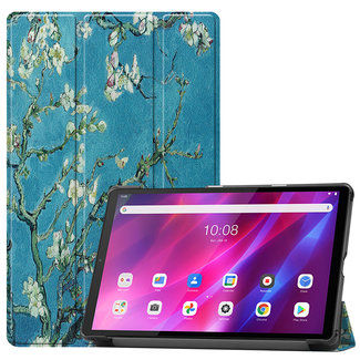 Cover2day Cover2day - Case for Lenovo Tab K10 - Slim Tri-Fold Book Case - Lightweight Smart Cover - White Blossom