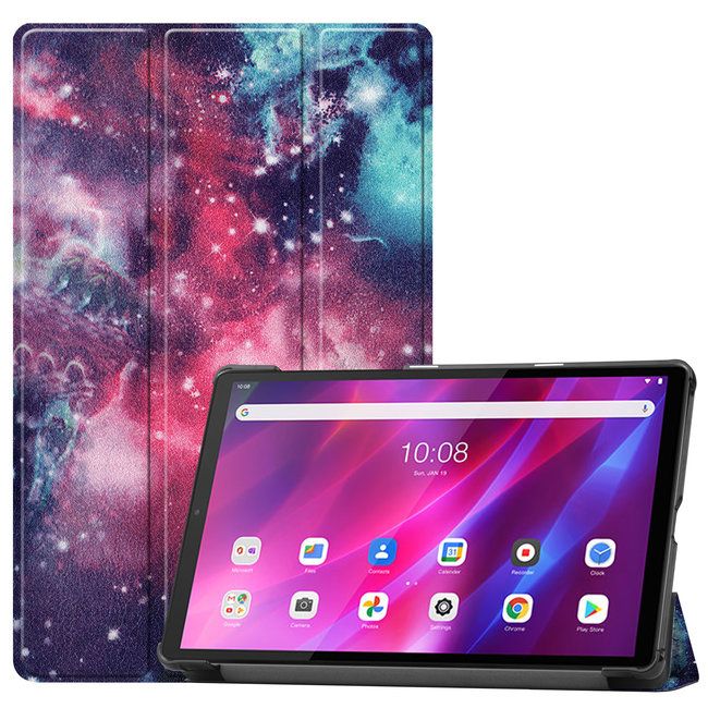 Cover2day - Hoes voor de Lenovo Tab K10 10.3 Inch (2021) - Tri-Fold Book Case - Galaxy