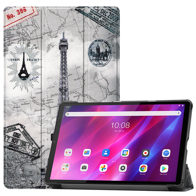 Cover2day - Case for Lenovo Tab K10 - Slim Tri-Fold Book Case - Lightweight Smart Cover - Eiffel Tower