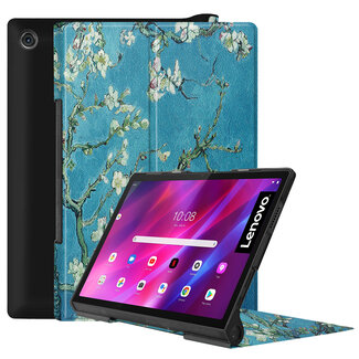 Cover2day Case for Lenovo Yoga Tab 11 (2021) - Slim Tri-Fold Book Case - Lightweight Smart Cover - White Blossom