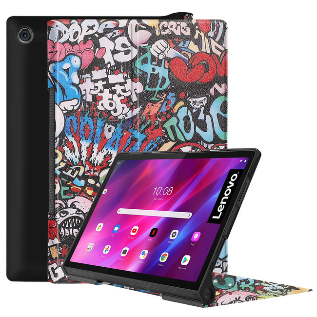 Cover2day - Case for Lenovo Yoga Tab 11  (2021) - Slim Tri-Fold Book Case - Lightweight Smart Cover -  Graffiti