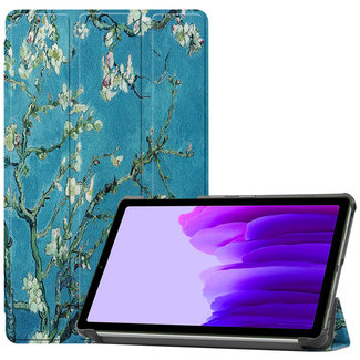 Cover2day Case for Samsung Galaxy Tab A7 Lite (2021) - Slim Tri-Fold Book Case - Lightweight Smart Cover - White Blossom