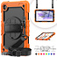 Case for Samsung Galaxy Tab A7 Lite - Strap B Case - Bumper Protection with Built-in Screen Protector and Shoulder Strap - Orange