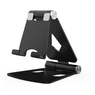Phone and Tablet holder - Ergonomic design - Foldable - Smartphone stand for Desk or Table - Black