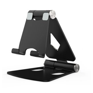 Telefoon en Tablet houder - Ergonomisch design - Opvouwbaar - Smartphone standaard voor Bureau of Tafel - Zwart