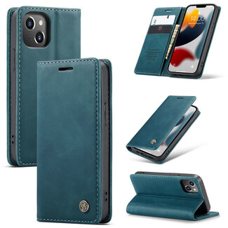 CaseMe CaseMe - Case for Apple iPhone 13 Mini - PU Leather Wallet Case Card Slot Kickstand Magnetic Closure - Blue