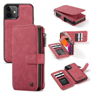 CaseMe CaseMe - Case for Apple iPhone 13 Mini - Wallet Case with Cardslots and Detachable Flip Zipper Case - Red