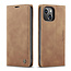 CaseMe - Case for Apple iPhone 13 - PU Leather Wallet Case Card Slot Kickstand Magnetic Closure - Light Brown