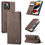 CaseMe - Case for Apple iPhone 13 - PU Leather Wallet Case Card Slot Kickstand Magnetic Closure - Dark Brown