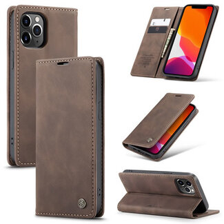 CaseMe CaseMe - Case for Apple iPhone 13 Pro - PU Leather Wallet Case Card Slot Kickstand Magnetic Closure - Dark Brown