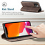 CaseMe - Case for Apple iPhone 13 Pro - PU Leather Wallet Case Card Slot Kickstand Magnetic Closure - Dark Brown