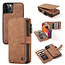 CaseMe - Case for Apple iPhone 13 Pro - Wallet Case with Cardslots and Detachable Flip Zipper Case - Brown
