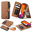 CaseMe - Case for Apple iPhone 13 Pro - Wallet Case with Cardslots and Detachable Flip Zipper Case - Brown