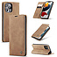 CaseMe - Case for Apple iPhone 13 Pro Max - PU Leather Wallet Case Card Slot Kickstand Magnetic Closure - Light Brown