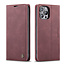 CaseMe - Case for Apple iPhone 13 Pro Max - PU Leather Wallet Case Card Slot Kickstand Magnetic Closure - Dark Red