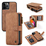 CaseMe - Case for Apple iPhone 13 Pro Max - Wallet Case with Cardslots and Detachable Flip Zipper Case - Brown