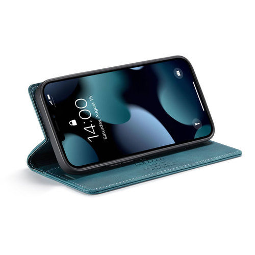 AutSpace - Telefoonhoesje geschikt voor Apple iPhone 13 Pro Max - Wallet Book Case - Magneetsluiting - met RFID bescherming - Blauw