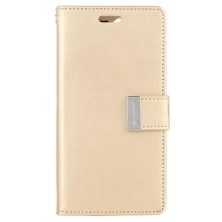 Mercury Goospery Telefoonhoesje geschikt voor Apple iPhone 13 Pro Max - Goospery Rich Diary Case - Hoesje met Pasjeshouder - Goud