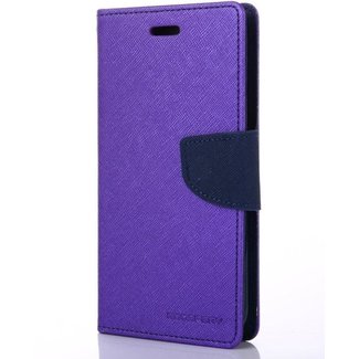 Mercury Goospery Phone case suitable for Apple iPhone 13 Mini - Mercury Fancy Diary Wallet Case - Case with Card Holder - Purple/Blue