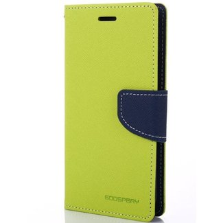 Mercury Goospery Phone case suitable for Apple iPhone 13 Mini - Mercury Fancy Diary Wallet Case - Case with Card Holder - Lime Green/Blue