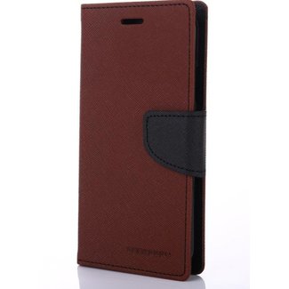 Mercury Goospery Phone case suitable for Apple iPhone 13 Mini - Mercury Fancy Diary Wallet Case - Case with Card Holder - Brown/Black