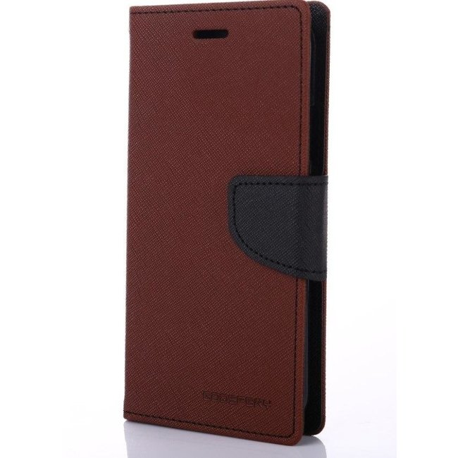 Phone case suitable for Apple iPhone 13 Mini - Mercury Fancy Diary Wallet Case - Case with Card Holder - Brown/Black