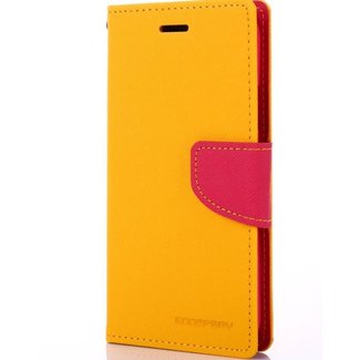 Mercury Goospery Phone case suitable for Apple iPhone 13 - Mercury Fancy Diary Wallet Case - Case with Card Holder - Yellow/Magenta