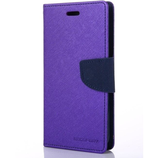 Telefoonhoesje geschikt voor Apple iPhone 13 - Mercury Fancy Diary Wallet Case - Hoesje met Pasjeshouder - Paars/Blauw